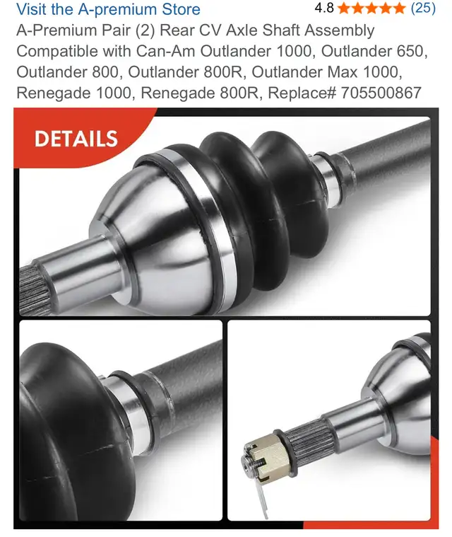 A-Premium Pair (2) Rear CV Axle Shaft Assembly in ATV Parts, Trailers & Accessories in City of Toronto - Image 8