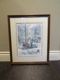 Framed Art Winter Scene With Horses