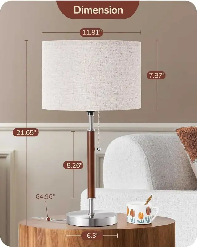 Mid Century Table Lamp, Solid Wood and Metal Bedside Lam in Indoor Lighting & Fans in Markham / York Region - Image 4