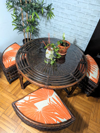 Wicker Table and 4 Stools (Orig $1789)