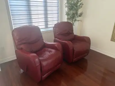 2 leather Palliser swivel recliner rocking chairs , View more