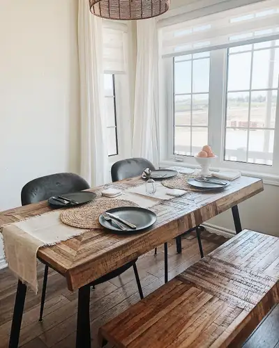 Structube Dining Table and Bench 90% New Self Pick Up Table: W 149cm, D 73cm, H 74cm Bench: W122cm,...