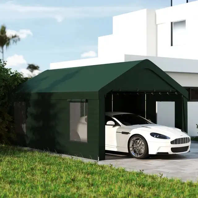 12’x’20’x9.8’, Carport w/2 Roll-Up Doors, 4 Windows, Dark Gree in Outdoor Tools & Storage in Markham / York Region - Image 2