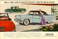 Large color magazine ad for 1954 Lincoln Automobile