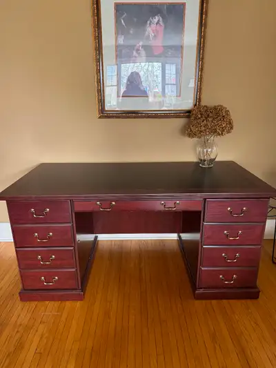 Office Desk with locking file drawers, View more