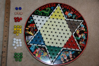CHINESE CHECKERS PIXIE GAME STEVEN 12" round metal Checker Game