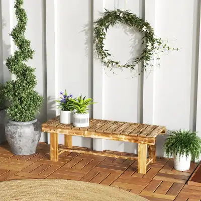 Carbonized Outdoor Garden Bench, Backless Patio Fir Wood Stool, View more
