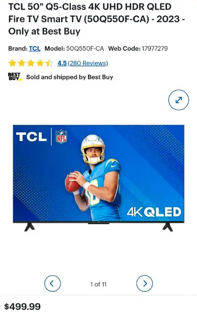 QLED TCL 50" Q5-Class 4K UHD HDR QLED Fire TV Smart TV, View more
