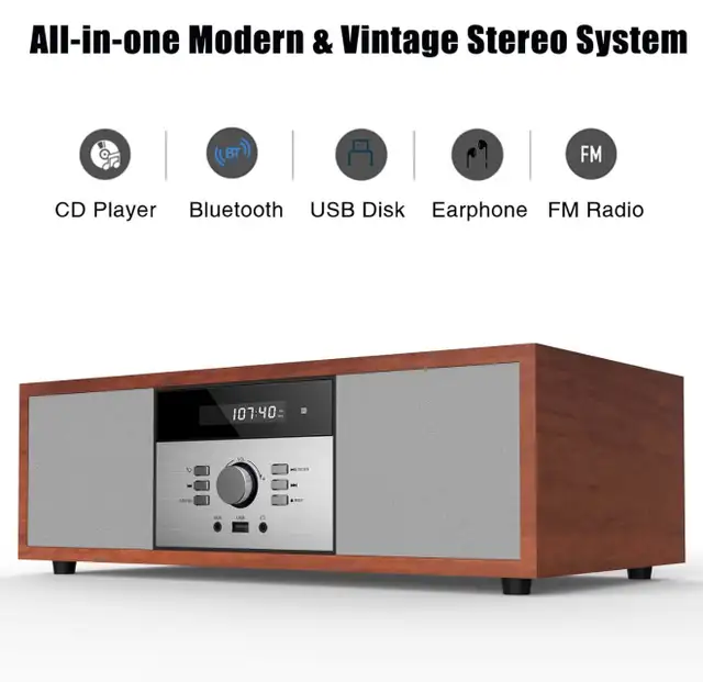 New Bluetooth Vintage Micro HiFi CD Play Stereo System for Home in Stereo Systems & Home Theatre in Calgary - Image 10