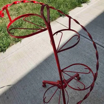 Vintage 3-Tier Spiral Wrought Iron Plant Stand – 39" Tall, View more
