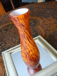 mignon vase solifleur 8"/20cm, forme tulipe style Murano ambre