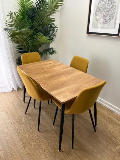 Mercury Row 5-Piece Dining Set – Table + 4 Upholstered Chairs, View more