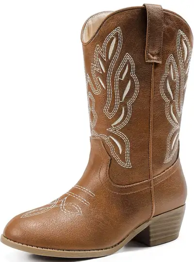 LAURMOSA Girls’ Mid-Calf Western Cowboy Boots, Pointed Toe, View more