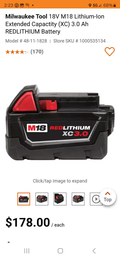 Milwaukee Tool 18V M18 Lithium-Ion Extended Capactity (XC) 3.0AH, View more