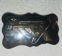 Vintage youth six shooter buckle - Chambers belt co. USA
