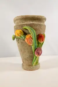 Sculpted Roses Indoor/Outdoor Terracotta Vase - 9" High