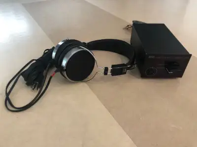Stax SR-44 Electret Ear speaker, headphones, SR-40 + SRD-4 Adapter Vintage Electrostatic headphones...