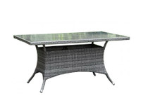 New In Box San Marino Rectangular Rattan Table With Glass
