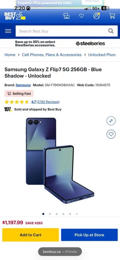 Samsung Galaxy Z Flip7 5G (256GB) – Blue Shadow | Unlocked New Open Box | Never Used Brand: Samsung...