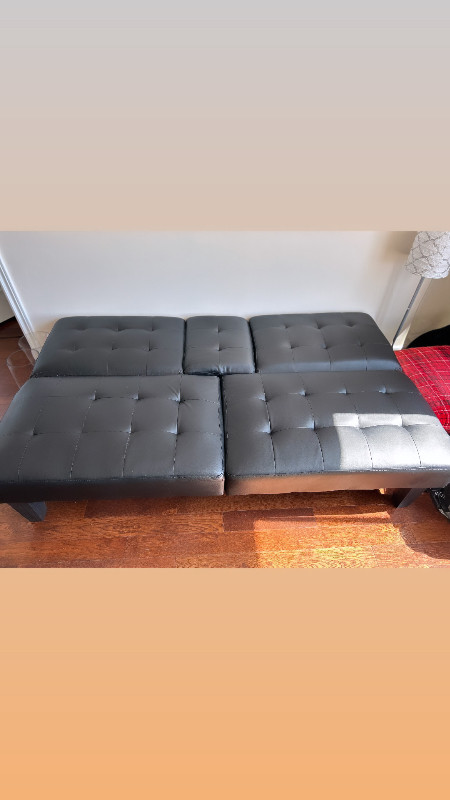 Sofa Bed - Faux Leather with pull down tray. in Couches & Futons in Mississauga / Peel Region - Image 3