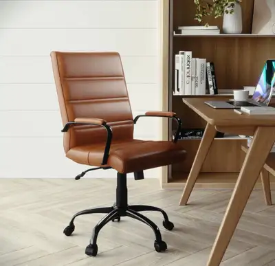 Brown Faux Leather Office Chair Swivel Desk Chair, View more