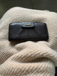 Brown leather coach wallet