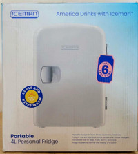 Chefman - White Portable Compact Personal Fridge, 4 Liter Cap 