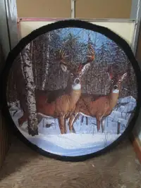 round framed mounted puzzle #1 - Whitetails