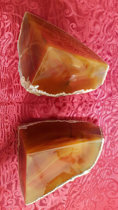 Vintage Brazilian Carmel/ Toffee Agate Bookends. Highly Polished in Arts & Collectibles in Red Deer - Image 4