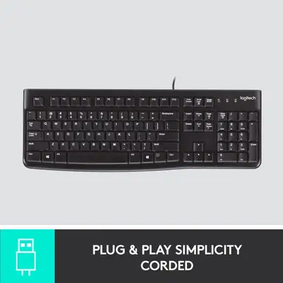 Logitech K120 Wired Keyboard for Windows, Black, View more