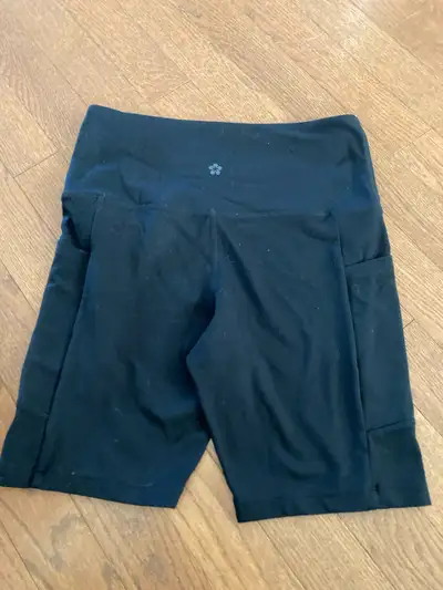 Black Women's Yoga Shorts with Side Pockets, View more