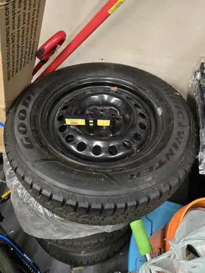 Selling a a set of 4 winter tires with rims. Goodyear Nordic winter tires Rims are brand new, no rus...