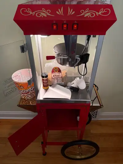 8oz Red Canadian Commercial Popcorn Machine with Stand, View more