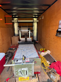 Eavestrough machine/trailer set up 