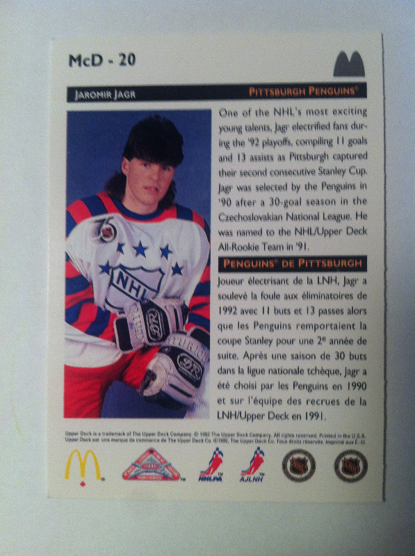 NHL 1992 Lot De 80 Cartes All Star Mcdo UpperDeck dans Art et objets de collection  à Laval/Rive Nord