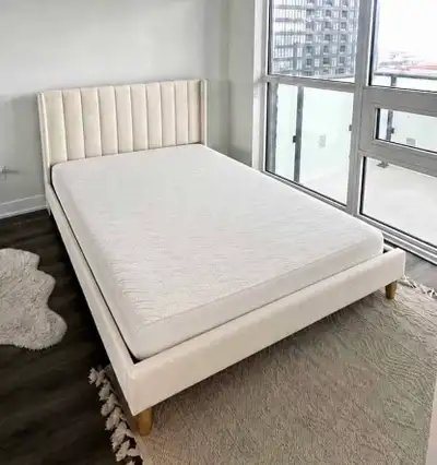 Never used !! Double bed frame and mattress , View more