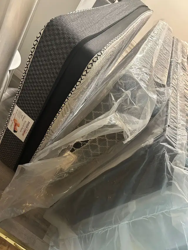 twin bed frame and two twin mattresses for 10price negotiable  in Beds & Mattresses in Oshawa / Durham Region - Image 2