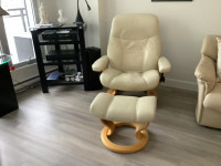 fauteuil en cuir véritable beige 