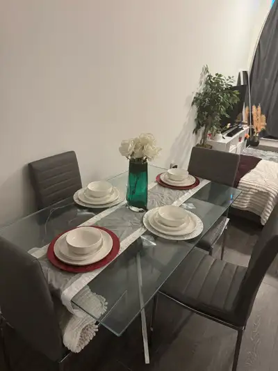 Glass Dining Table Set – 4 Chairs (Leon’s), View more