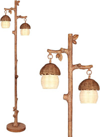 NEW: WOXXX Boho Floor Lamp with Rattan Lampshades