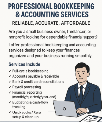 Inexpensive & high-quality bookkeeping/accounting services!, View more
