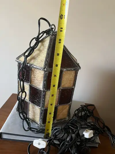 antique slag glass hanging lamp, View more