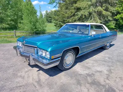 This 1973 pillarless hardtop Cadillac Sedan de Ville is a rust-free Canadian car with 70,000 origina...