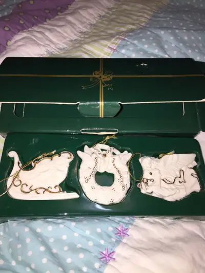 Collectible Avon Porcelain Ornament Trio - Description below, View more
