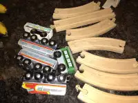 Collection of wooden trains + Track for sale