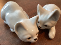 2 Vintage White Porcelain “Otagiri” Cat Kitten Figurines Japan