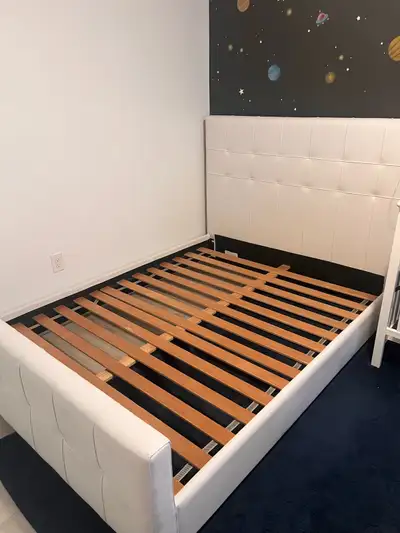White Faux Leather Queen Size Bed Frame, View more