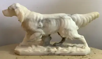 Vintage English Setter Hunting Dog Stone Statue 14.5”, View more