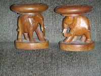 1979 GHANA WEST AFRICA Hand Carved ELEPHANT ASH TRAYS