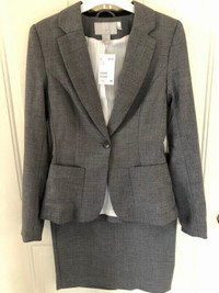 Grey H&M jacket and matching skirt
